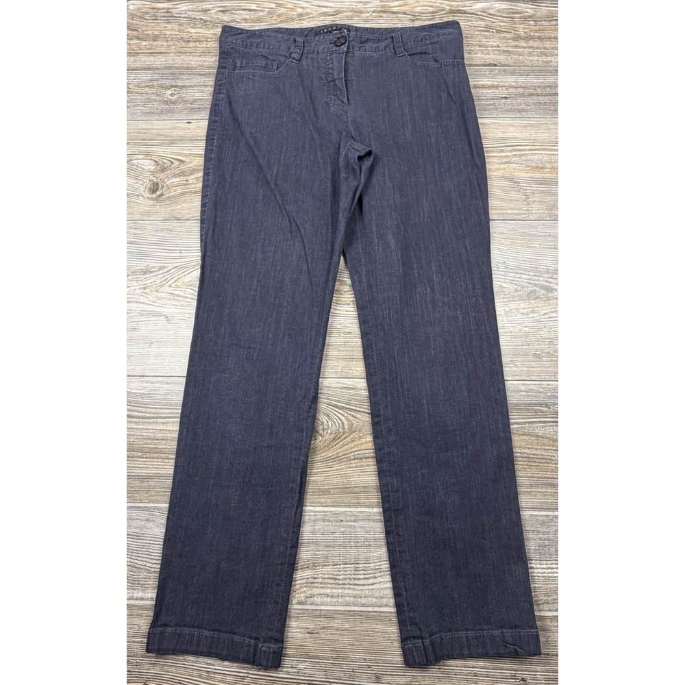 Theory Edith Black Ankle Jeans Cotton Blend Lightweight Size 8 Straight Leg